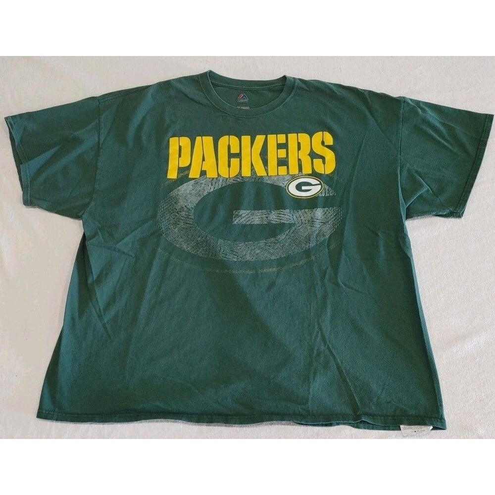 Majestic NFL Green Bay Packers TShirt Green Graphic Print Adult Size 2XL XXL